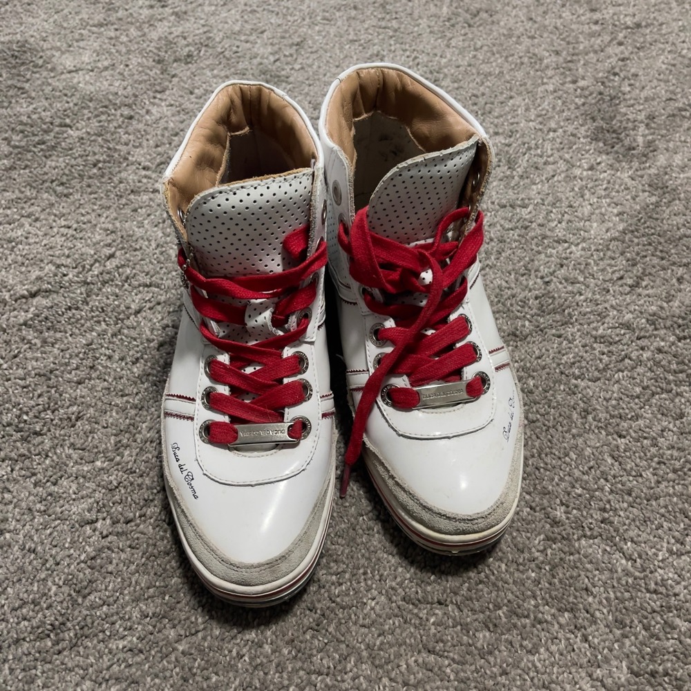Duca‎ Del Cosma White Leather High Top Sneakers Women's Size 7 Casual Shoes